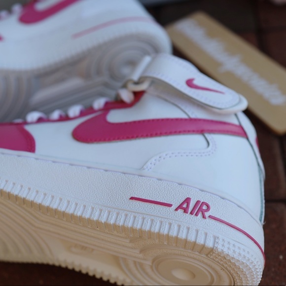 Custom Nike Air Force One Mid Berry Pink / Custom Painted Air Force 1 - Picture 8 of 8